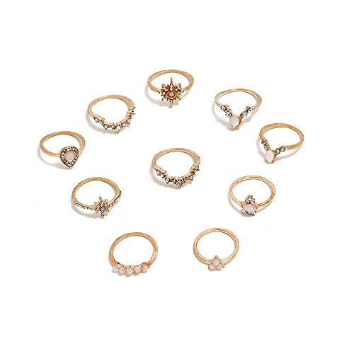 Csiyanjry99 Knuckle Stacking Rings For Women Boho Vintage Stackable Rings Cute Fashion Crystal Aesthetic Midi Finger Rings Set Multiple Rings Pack Bulk thumb #2