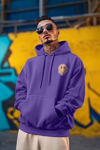 Image of Veirdo Cotton Poly Fleece Oversized Hooded Sweatshirt Baggy Fit Stylish Pocket Graphic Printed Hoodie for Men (Available in Sizes: S to 3XL)