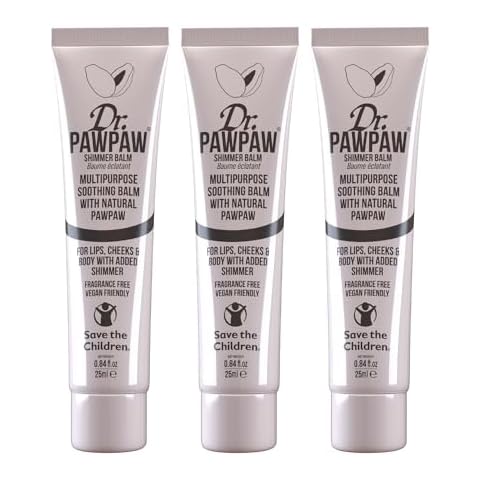 Dr.PAWPAW Shimmer, Multi-Purpose Natural No Fragrance Balm for Hydrating Lips, Skin, Hair, Cuticles, Nails & Beauty Finishing (3 x 25 ml) Cover