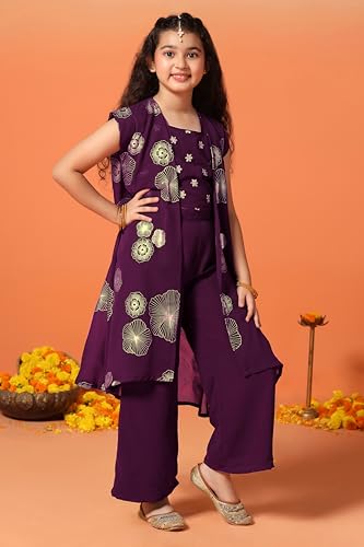 Image of Fashion Dream Girls Georgette Embroidered Palazzo Set|Kids Ethnic Wear|sharara set for girls|Indo Western Set