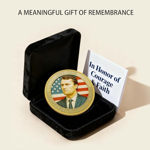 Charlie Kirk Commemorative Coin – 1993-2025 Memorial Tribute – “A Martyr for Truth and Freedom” – Collectible Challenge Coin with American Flag Design – Christian & Patriotic Keepsake Gift (A)