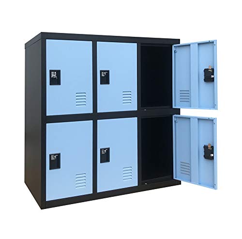 Mecolor-Metal Kids Locker For Girls Bedroom And Playroom Storage For Clothes,Bags,Toys And Book (Blue, W6D-Padlock) #TOP3