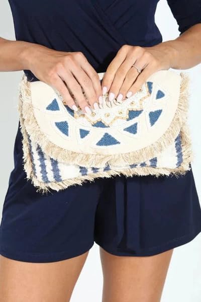 The Spoiled Office Shells & Beadwork Fringe Clutch