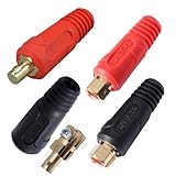 TIG Welding Cable Panel Connector Plug & Socket Set DKJ35-50 and EDKL35-50 315Amp with Black and Red Color Dinse-Style Quick Fitting 4pcs
