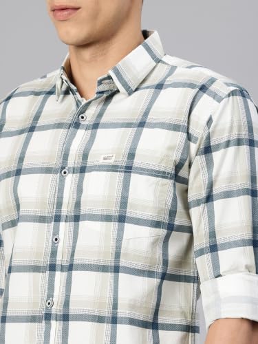 Image of Majestic Man Comfort Slim Fit Pure Cotton Checked Casual Shirt