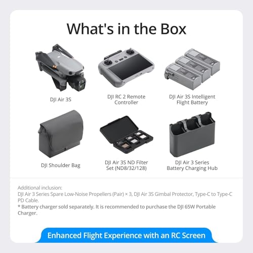 DJI Air 3S Fly More Combo (RC 2 Screen Remote Controller), Drone with 1" CMOS Wide-Angle & Medium Tele Camera for Adults, 4K/60fps, Omnidirectional Sensing & 3 Batteries for Extended Flight Time by DJI - Image 7
