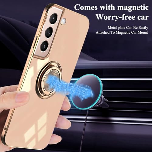 Yarxiawin Phone Case for Samsung Galaxy S21 5G with Ring Holder, 360° Rotatable Kickstand for Samsung S21 Case Silicone Soft Slim Pink Cover Aesthetic Shockproof (Pink) by Yarxiawin - Image 3