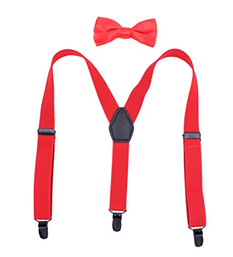 QCWQMYL キッズ サスペンダー 子供蝶ネクタイセット ボウタイ 男の子 女の子 ベビー 弾性 調整可能 y字型 バック 発表会 入園 入学式 学校 パーティー 誕生日 ブルー