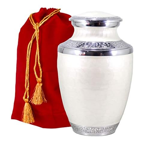 THE ASCENT MEMORIAL Pearl White URNS for Human Ashes for Adults | Memorial URNS for Human Ashes | Handcrafted Premium Quality Funeral URNS Cover