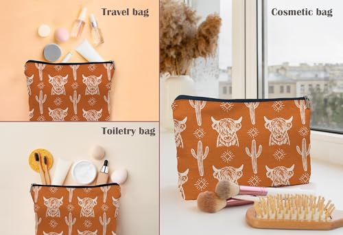 Image of Western Cow Makeup Bag,Western Cow Gifts For Women,Cowgirl Stuff For Women,Cowgirl Gifts(COW A)
