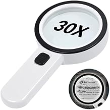 VOLANTEXRC Magnifying Glass with Light, Handheld Magnifying Glass 30X 12 LED Lighted Magnifier Illuminated Magnifying Glass for Low Vision Seniors Reading, Soldering, Inspection, RC Plane Instructions