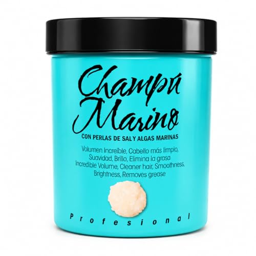 Champú de Sal - Fórmula de sal marina + algas marinas - para cabello graso y fino que proporciona una limpieza profunda, volumen, brillo y cuerpo – Champú purificador y exfoliante capilar – 400 ml