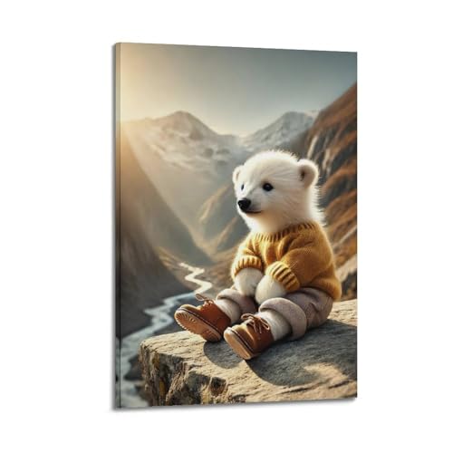 Poster ours polaire pour habiller un mur vide avec une toile encadrée 20x30