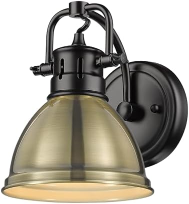 Golden Lighting 3602-BA1 BLK-AB Duncan Bath Vanity, 8.25"L x 6.5"W x 8.5"H, Matte Black with an Aged Brass Shade