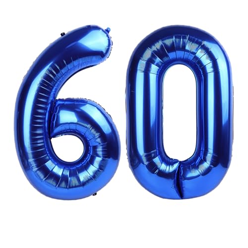 60 Balloon Numbers, Happy 60th Birthday Decorations for Men Women, Dark Blue Number 60 Balloons Party Decorations for Wedding, Celebration Party, Graduations