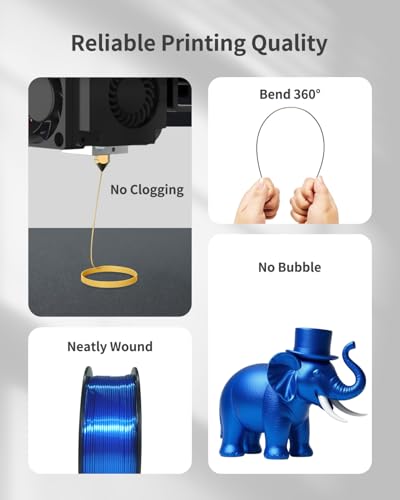 Image of Silk PLA Filament 1.75mm, Metallic Shiny Royal Blue 3D Printer Filament, 1kg Spool (2.2lbs), Dimensional Accuracy + /- 0.02 mm, Vacuum Packaging