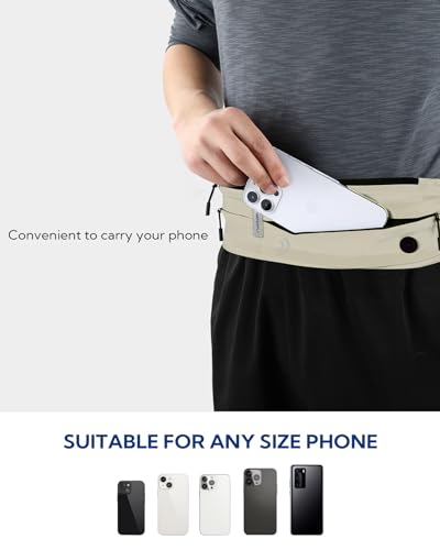 Image of WATERFLY Running Belt Fanny Pack: Runner Marathon Jogging Waist Pack Sport Workout Exercise Fitness Phone Holder Belt for Men Women Jogger Slim Waistband Black
