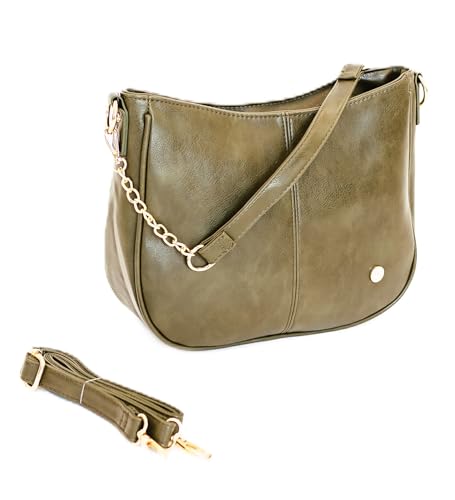 Image of Modern+Chic Crossbody Bags for Women - Marissa Saddle Crossbody, Vegan Leather Shoulder or Handbag with Two Adjustable Straps