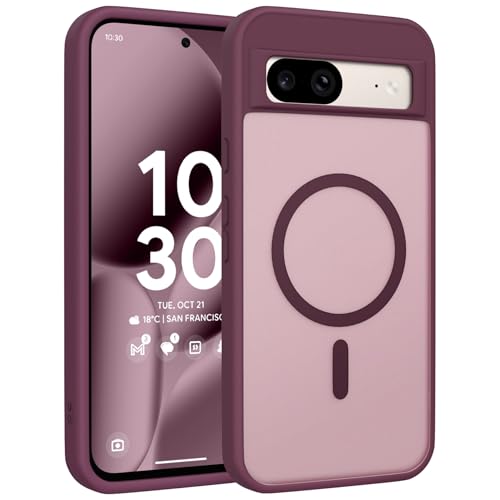 Coque Google Pixel 8 translucide haut de gamme couleur rouge vin avec option MagSafe