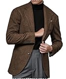Mens Blazer Vintage Herringbone Business Hunting Jackets Winter Tweed Blend Retro Coats(M,Brown)