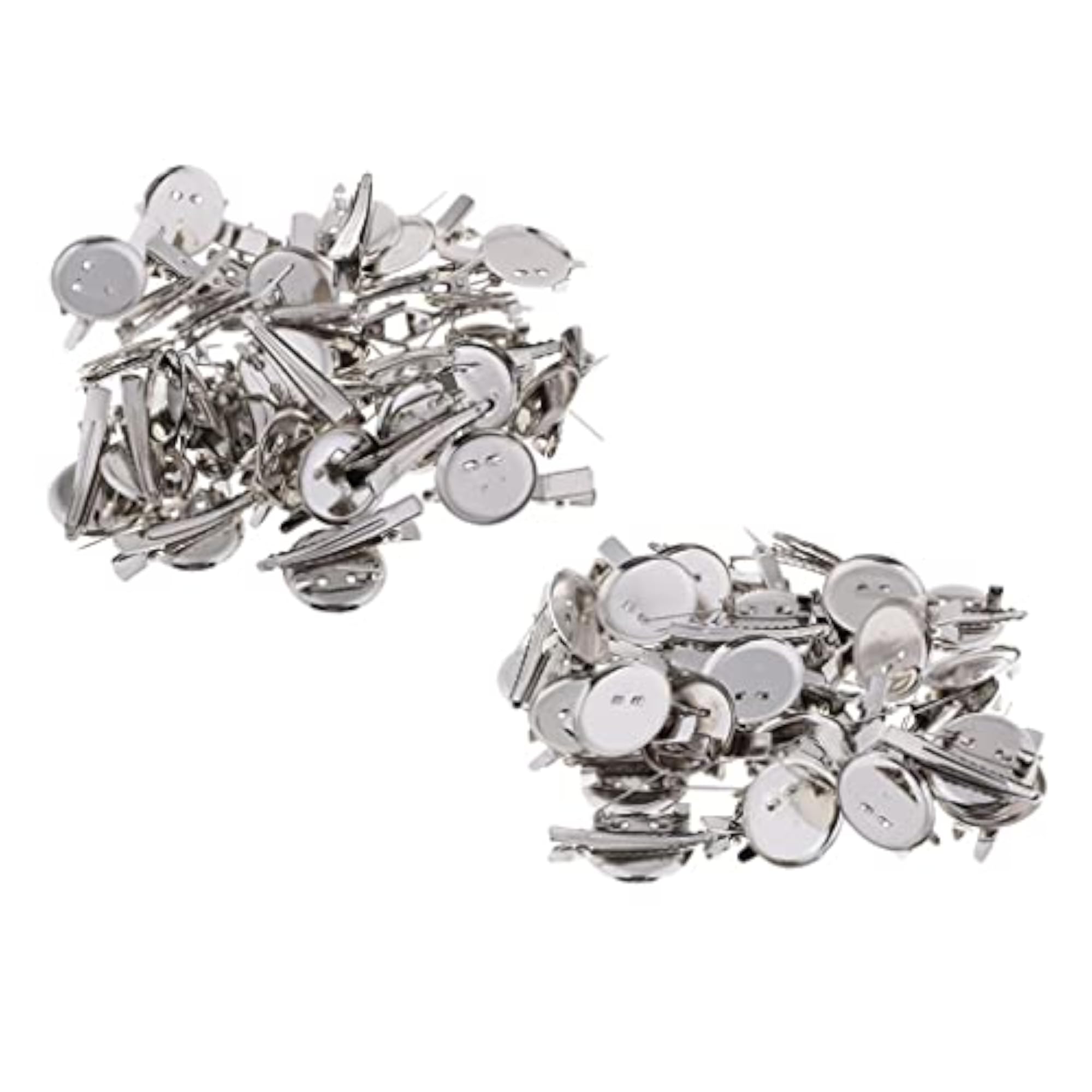 60 Pieces Round Brooch Base Hair Clips Cabochon Blank Tray