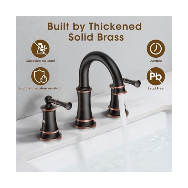   Oil-Rubbed-Bronze-Bathroom-Faucet-8-Inch-Bathroom-Sink-Faucet-with-Pop-up-Drain-Assembly-Widespread-Bathroom-Faucet-with-cUPC-Supply-Lines-for-Vanity-Lavatory-RV-Farmhouse-SinkL2304-ORB