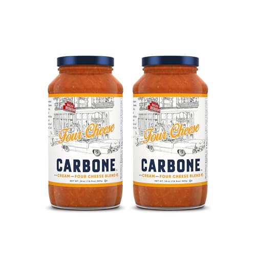 Image of Carbone Four Cheese Pasta Sauce, Italian Tomato Sauce, 2 Pack (24oz) | Four Cheese Tomato Sauce with Parmesan, Romano, Asiago & Ricotta, 100% Italian Tomatoes, No Added Sugar, Non-GMO Verified