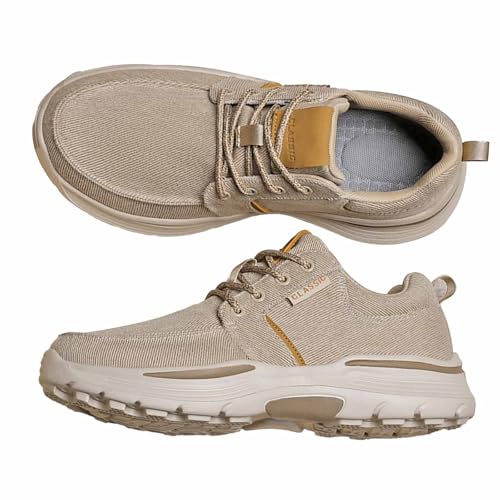 Scarpe Uomo Slip-On Ortopediche, Casual, Pianta Larga, Stile Passeggio(Beige,45 EU)