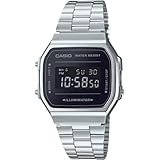 Casio Vintage A168WEM-1 Silver & Black Watch, Silver