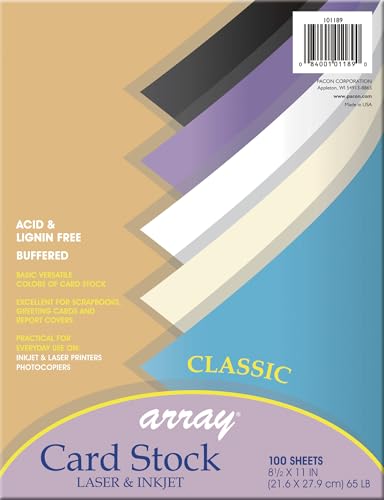 Pacon Card Stock, Classic Assortment, 5 Colors, 8-1/2" x 11", 100 Sheets