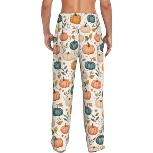 Autumn Pumpkin Leaves Mug Mens Pajama Pants Cozy Lounge Baggy Lightweight Pj Pants Lounge Bottoms With Elastic Waist3