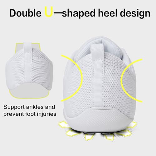 Image of Cheer Shoes for Youth Girls White Cheerleading Athletic Dance Shoes Tennis Sneakers for Competition Sport Training