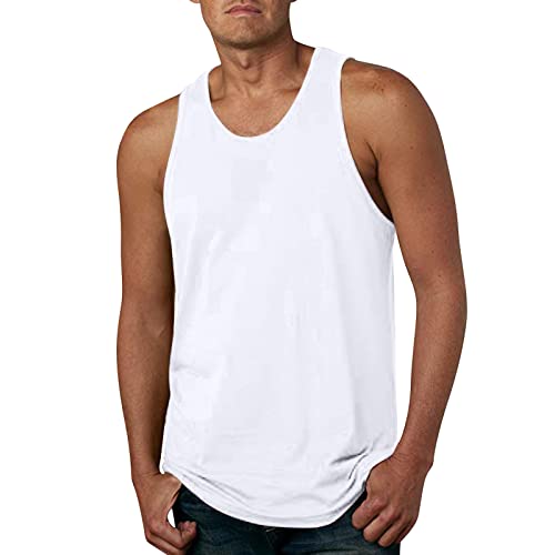 Clearance - Camiseta sin mangas de poliéster para hombre, con cuello en V, camiseta de color sólido, camiseta de secado rápido, camiseta deportiva deportiva, camiseta interior para vacaciones, playa