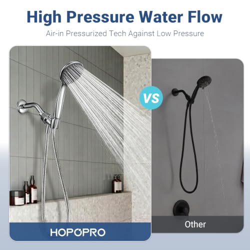 5-Setting High Pressure Handheld Shower Head w/ 59" Stainless Steel Hose (Chrome) - image 2
