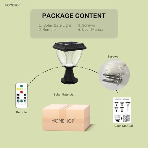 Image of Homehop Solar Light Outdoor Home Garden Automatic 10W LED Main Entrance | Solar Gate Light Waterproof Decorative Wireless Post Lamp for Pillar, Compound Wall Dusk to Dawn( ABS+PC, Multicolour)