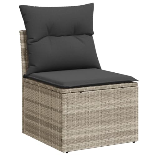 Canapés de jardin pour terrasse et balcon salon extérieur modulable gris avec coffre