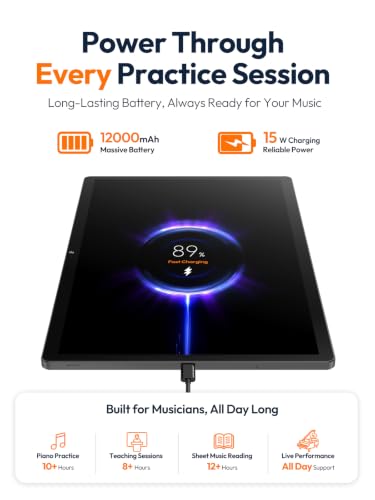 Image of 15.6 Inch Android 16 Tablet, FHD IPS Sheet Music Display for Musicians | 12GB Memory 128GB Storage, Helio G99 Octa-Core, 12000mAh Battery, 32MP Rear Camera, Quad Speakers, Sheet Music Display