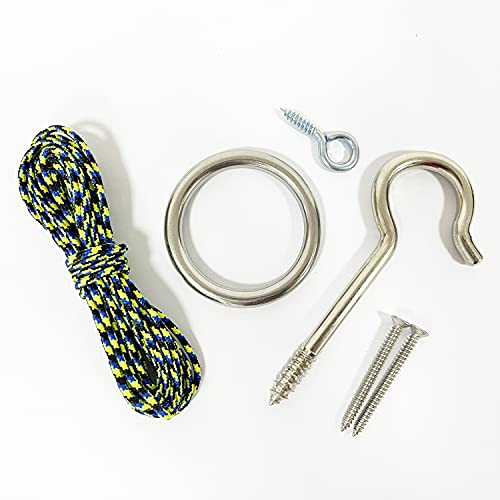 Hook And Ring Toss Game Swing Target Game Diy Kit -Stainless Steel Ring, Polyester Rope And Hardware (1) #TOP1