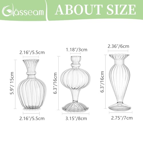 Petits vases transparents côtelés d'artisanat d'art pour réception - 8