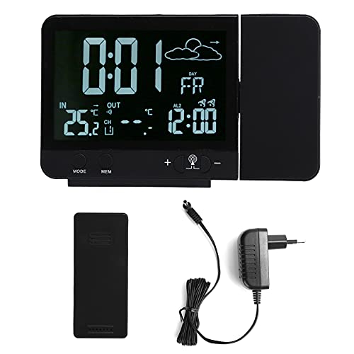 Reloj proyector digital con termómetro inalámbrico e higrómetro integrado 2