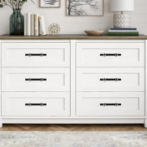 Poignées d'armoire de cuisine moletées noires et chromées 7,6 cm