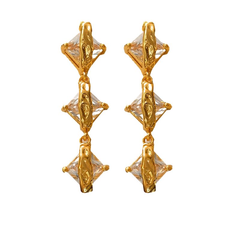 Boucles d'oreilles pendantes pour femmes filles créoles zircon géométrie anniversaire