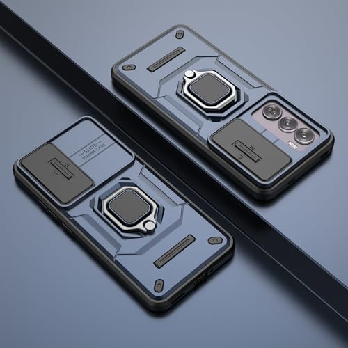 Image of Thermoplastic Polyurethane Camshield Pro Case With Slide Camera Protection And Ring Stand Bumper Back Case Cover For Oppo Reno 12 Pro 5G (Blue)