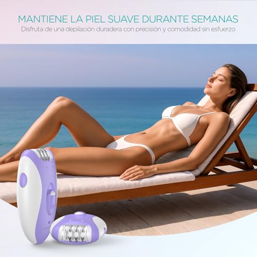 VOGOE Depiladora Mujer con 21 Pinzas & Luz LED, 2 Velocidades Inalámbrica Maquina Depilar Mujer, Depiladora Electrica Recargable para Brazos & Piernas HR110 (Púrpura) - imagen 7