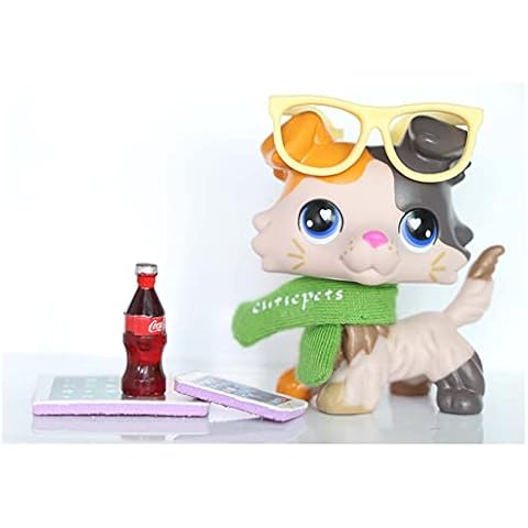 lpsloverqa Calico Collie Orange and Brown Blue Eyes Whisker Dog Puppy Custom Made OOAK Pets with Accessories Lot Dog Figures Collection Boys Girls Kids Gift Set Cover