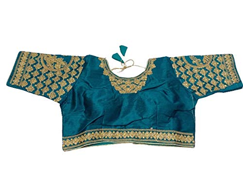 Buy Linisa Women's Turquoise Color Silk 