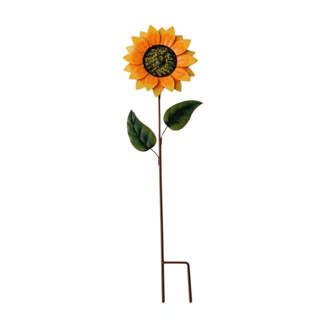 Moulin à vent tournesol en fer forgé jaune pour décoration de jardin