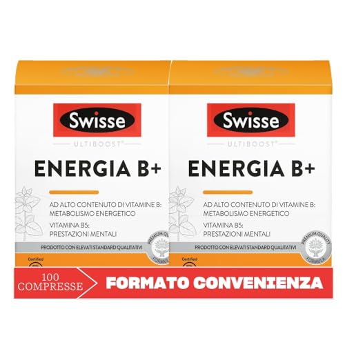 SWISSE Energia B+ - Multivitaminico Completo Donna e Uomo con Vitamine e Minerali per Riduzione Stanchezza e Affaticamento e Supporto al Normale Metabolismo Energetico, Made in Italy, 100 Compresse