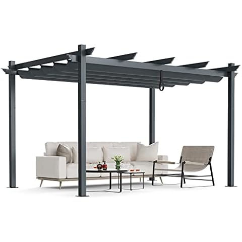 TANGZON 3M x 4M Metal Pergola with Canopy Cover