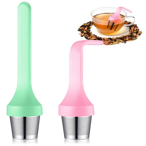 2Pcs Tea Infuser,Extra Fine Mesh Tea Cup Filter Silicone Handle Perfect Tea Steeper For Loose Leaf Tea Or Herbal Tea For Mugs & Teapot, Easy Clean And Safe (Green And Red) #TOP2